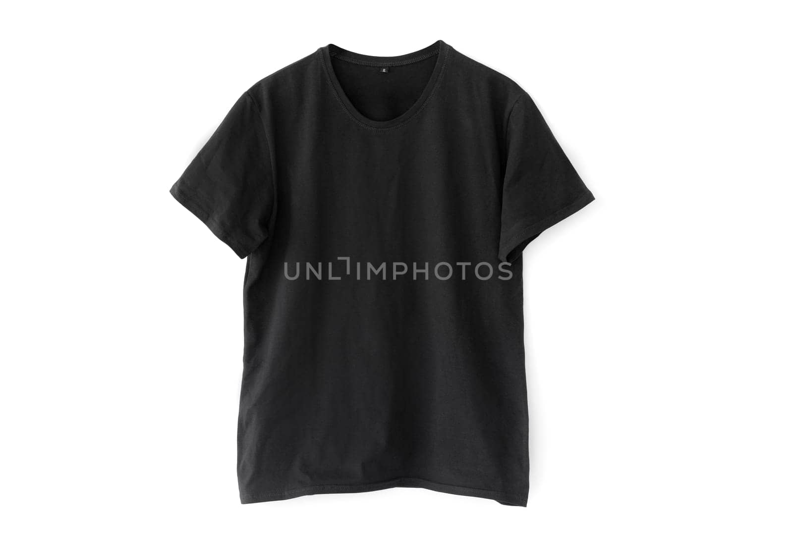 Black tee shirt mockup isolated on white background