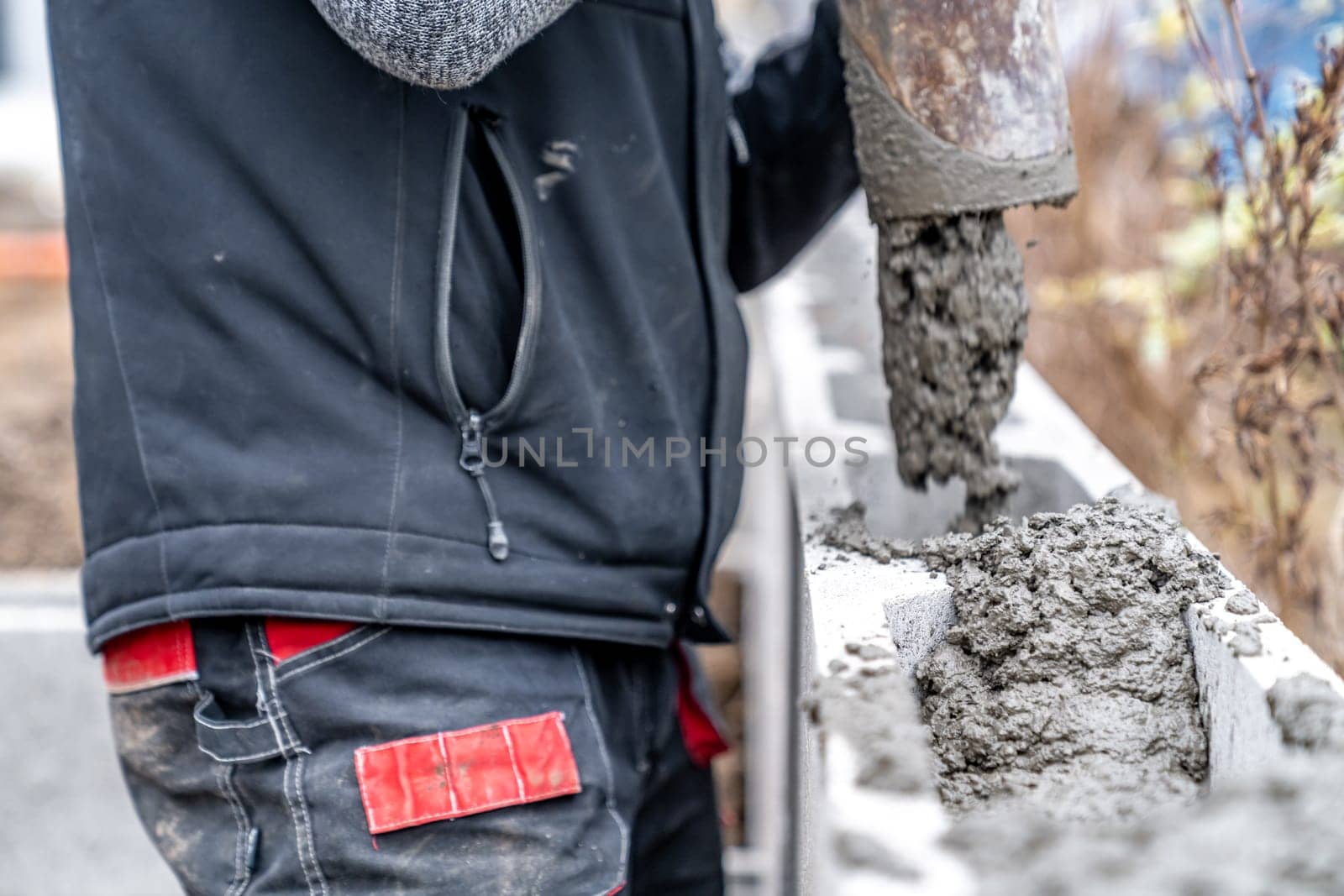 concreting of the foundation of a new building under construction. High quality photo