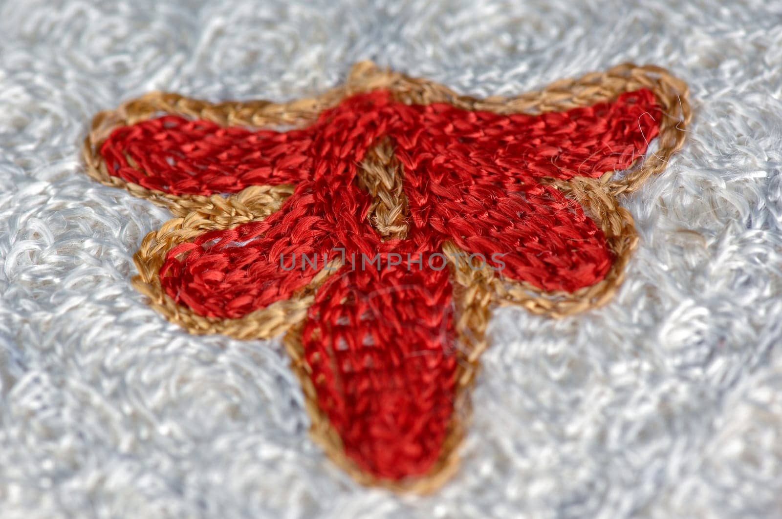 A closeup shot of national ornaments and patterns of Central Asia on a piece of cloth