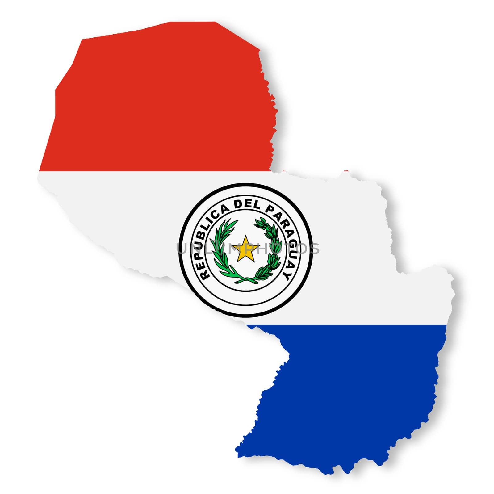 Paraguay map on white background with clipping path 3d illustration by VivacityImages