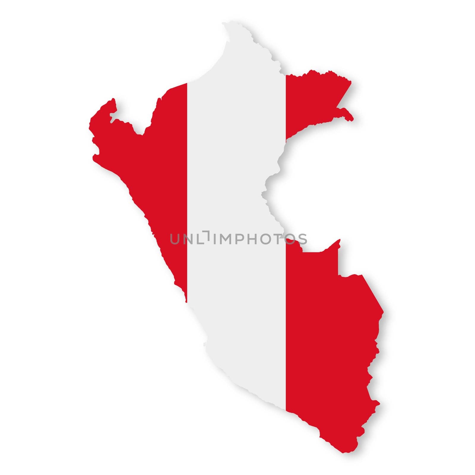 A Peru map on white background with clipping path 3d illustration