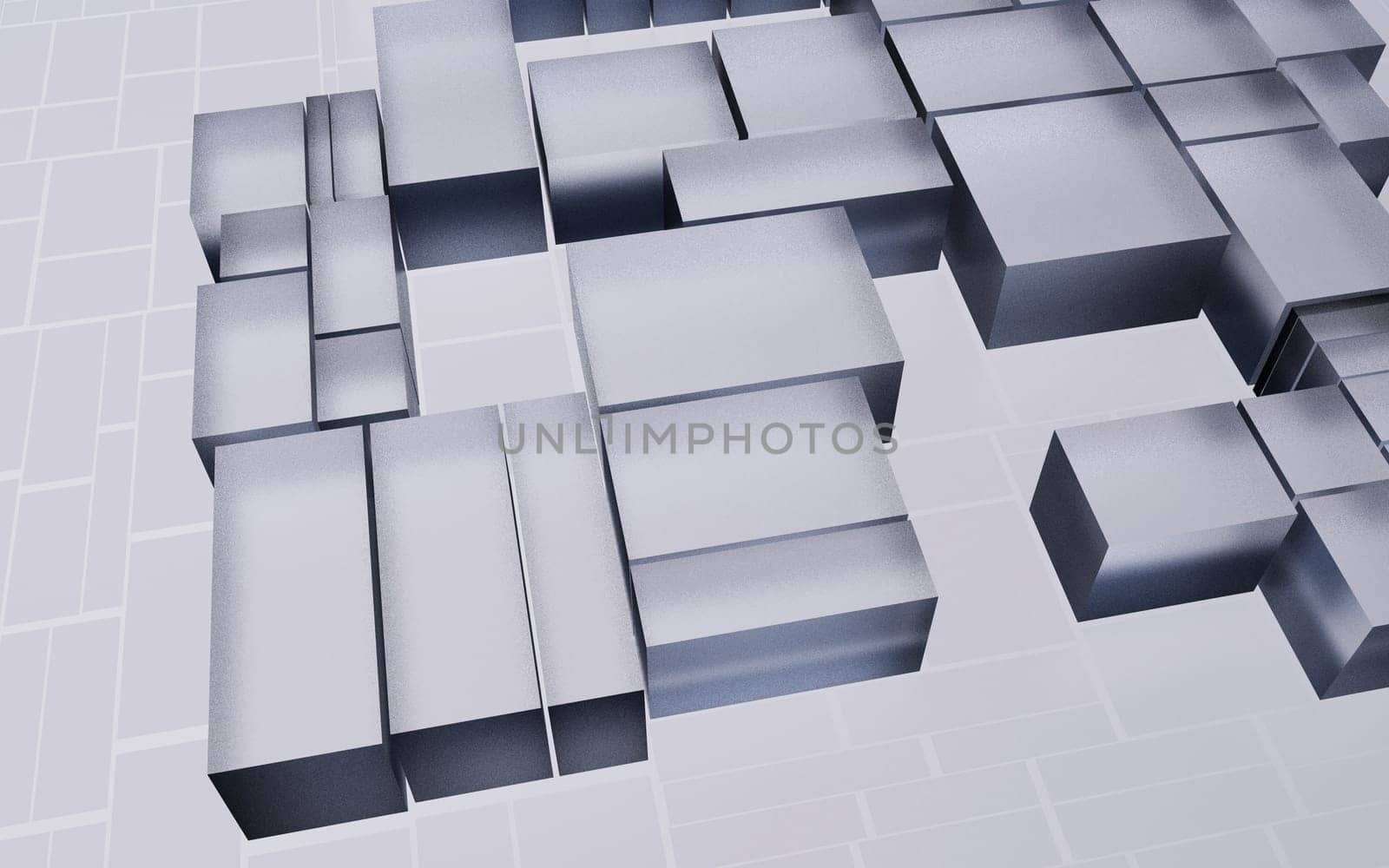 Abstract light blue glass blocks futuristic background, 3d rendering illustration by clusterx