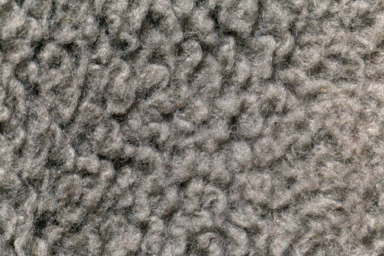Gray fabric texture, terry cloth, extreme close-up view