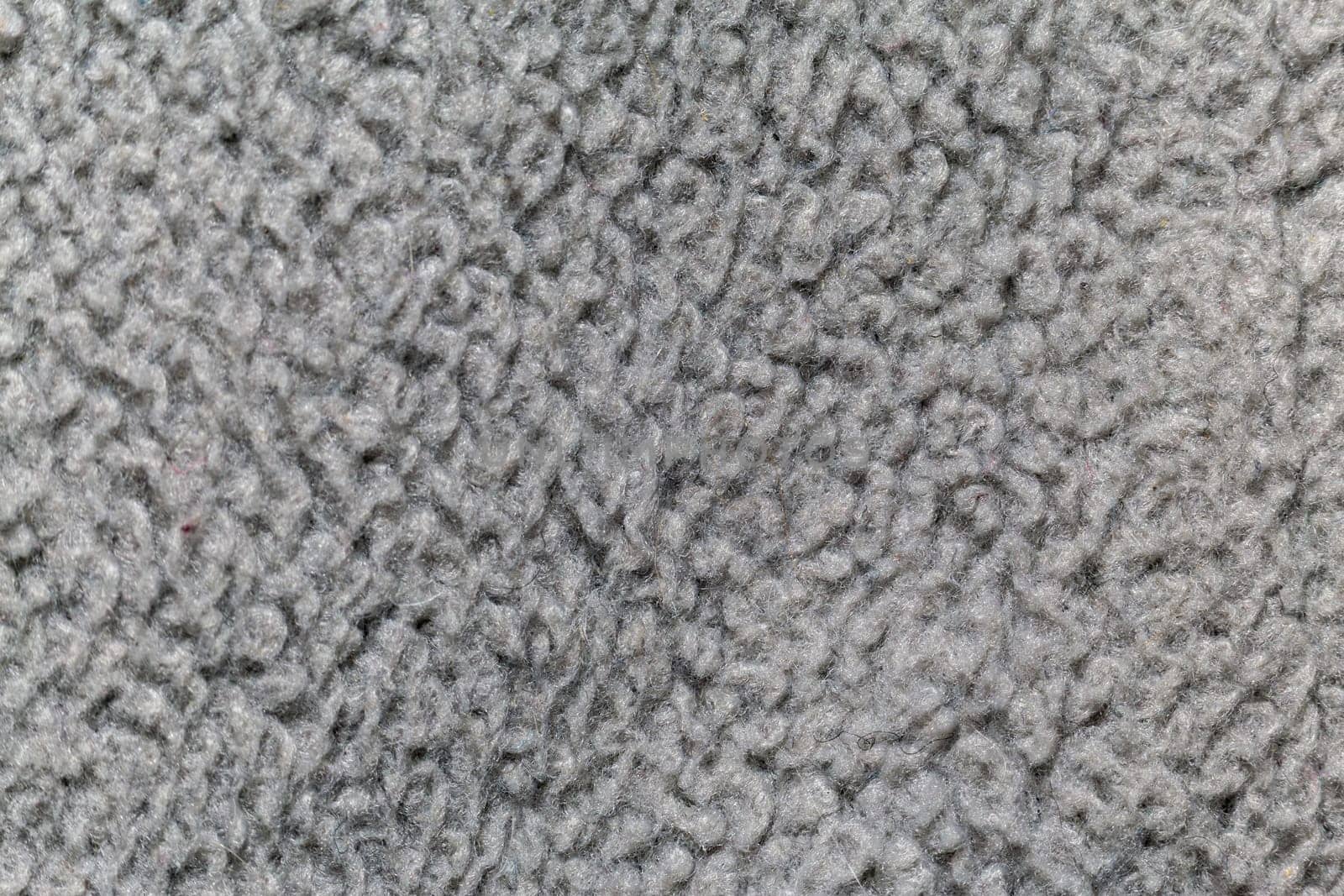 Gray fabric texture, terry cloth, extreme close-up view