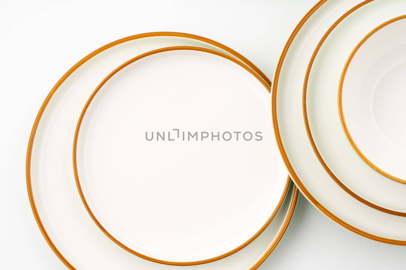 A set of ceramic tableware isolated on white background by A_Karim