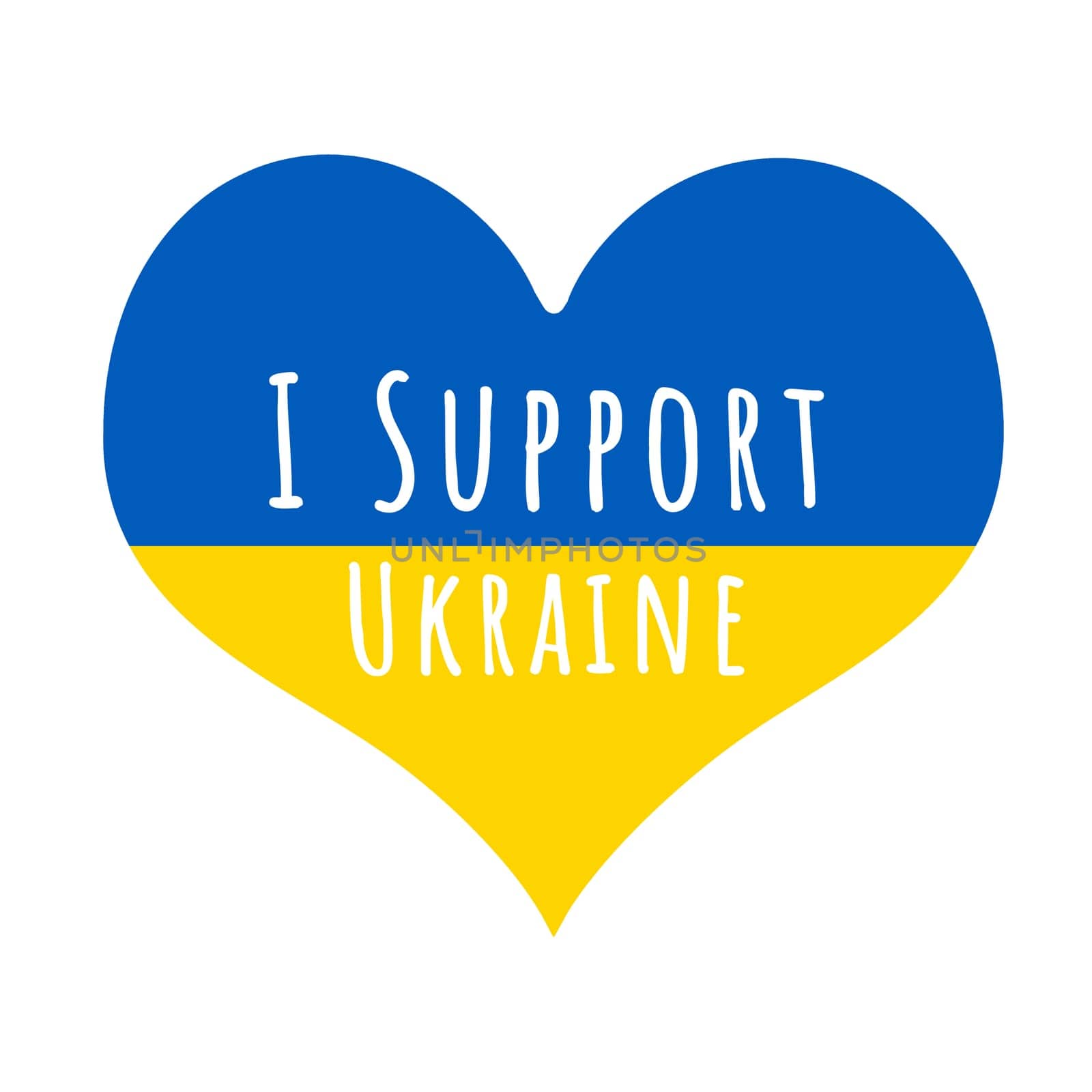 A love heart with the Ukraine flag and text "I Support Ukraine".