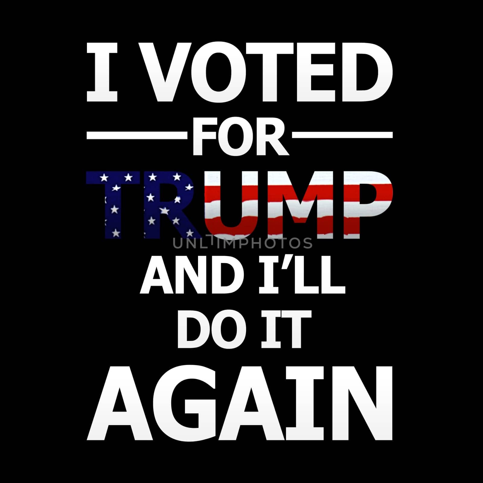 A poster with the text "I voted for Trump and I'll do it again".
