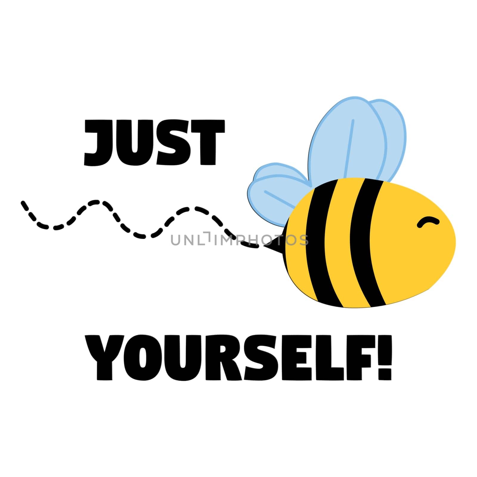 A inspirational bee flying with the text :just be yourself.