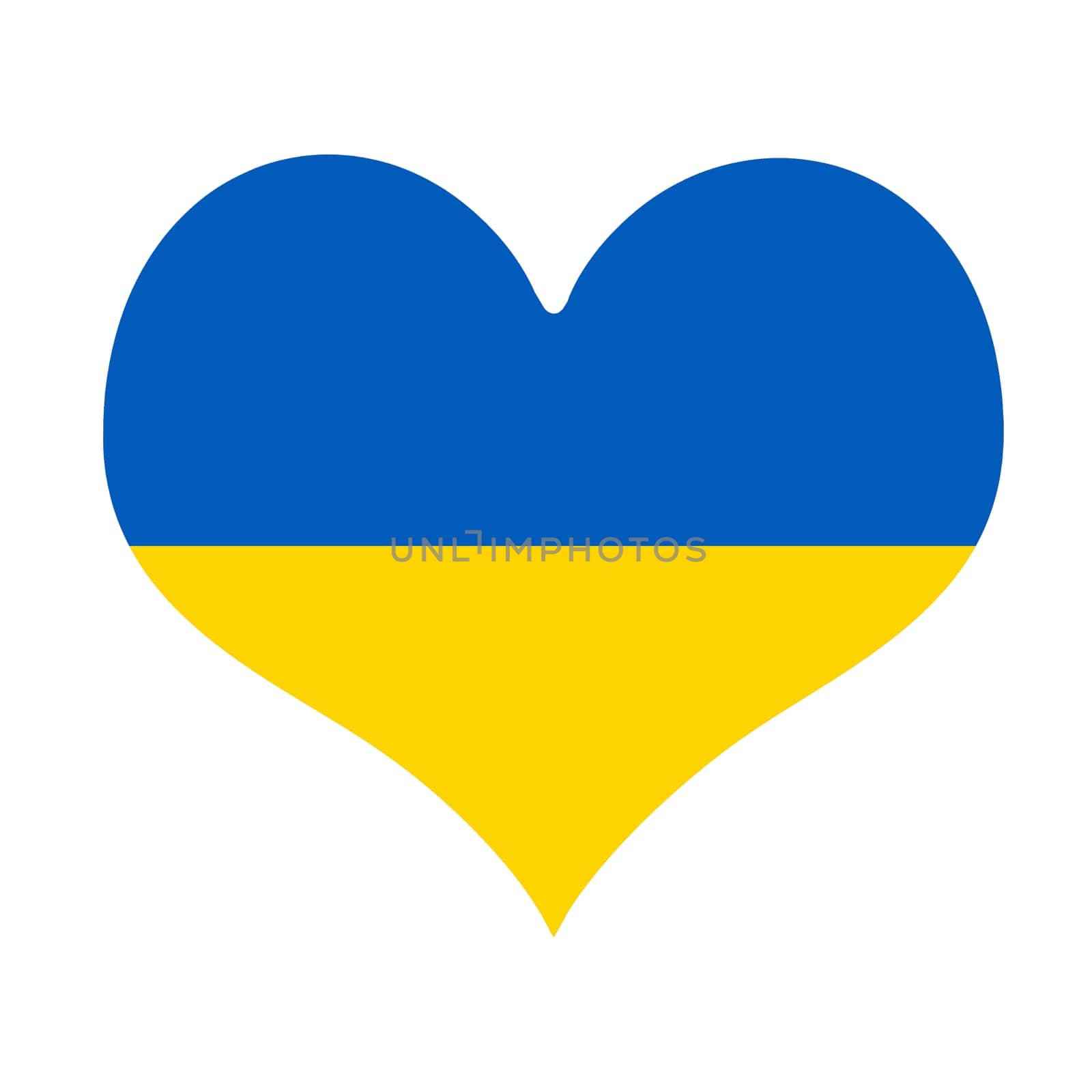 A love heart with the Ukraine flag inside it.