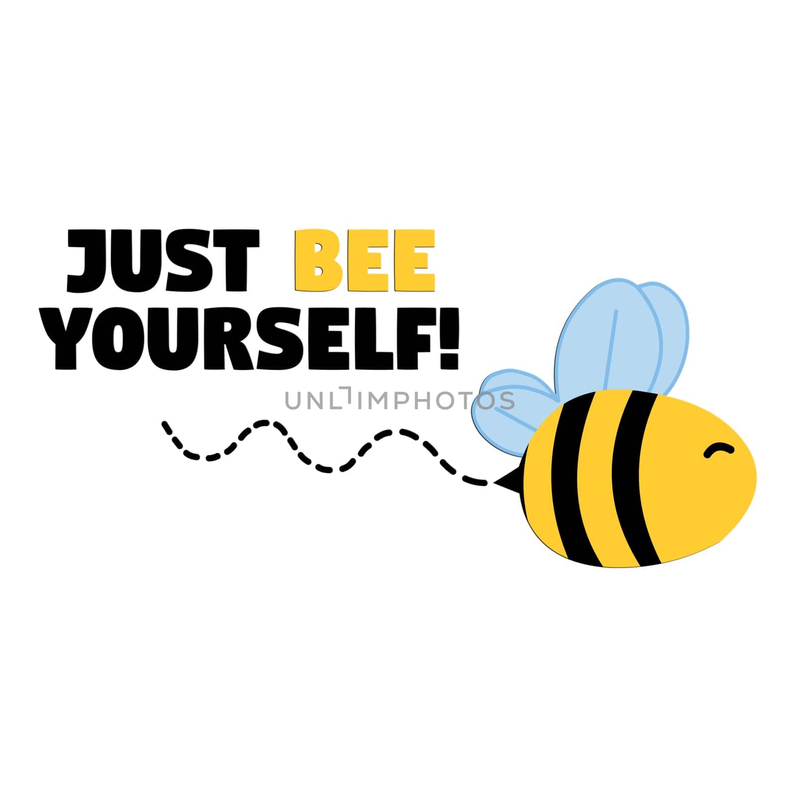A flying bee with the text "Just Bee Yourself".