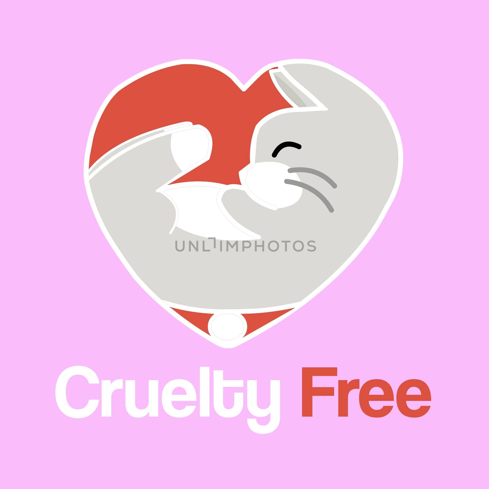 A love heart with a sleeping rabbit with the text "cruelty free".