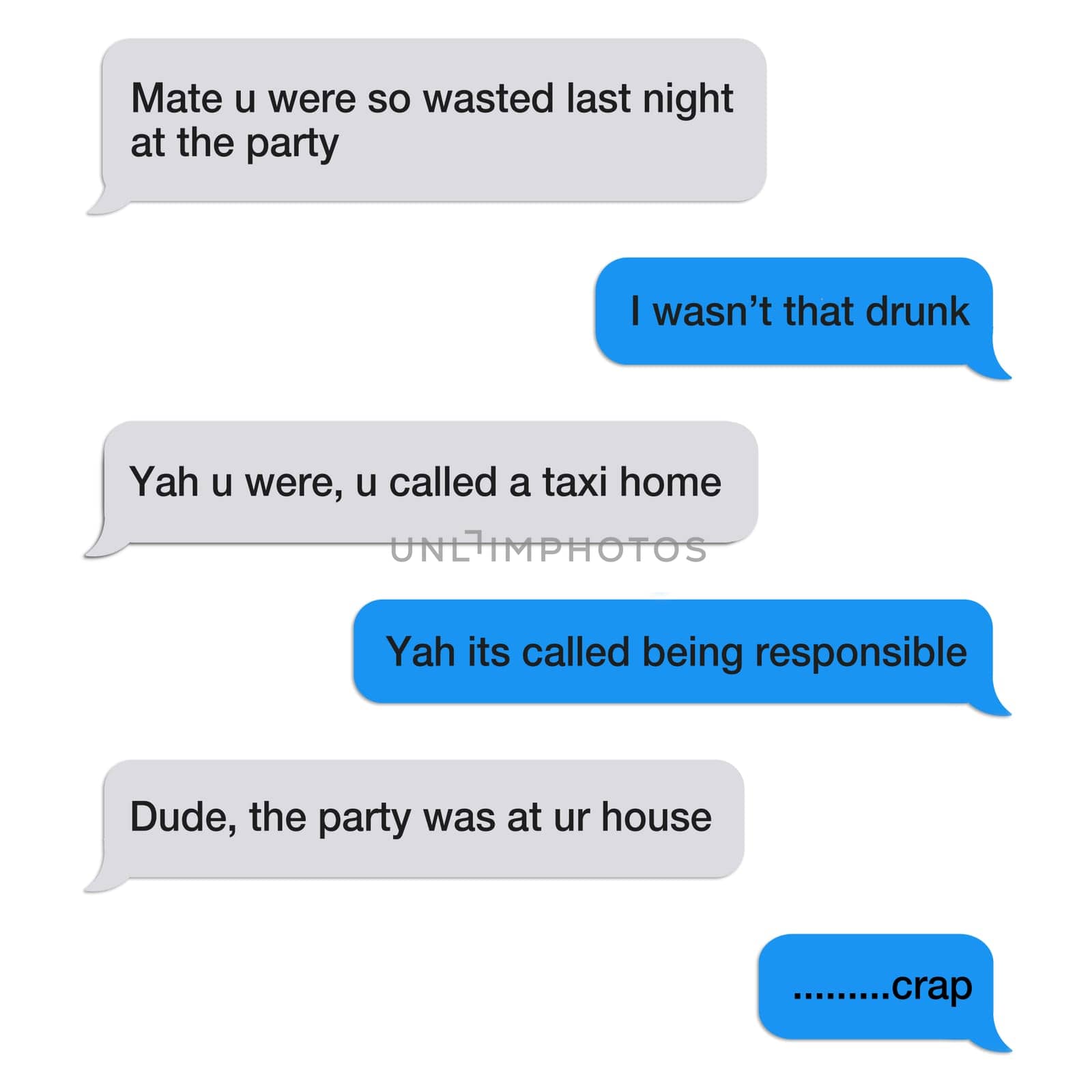 A funny text conversation between two people.