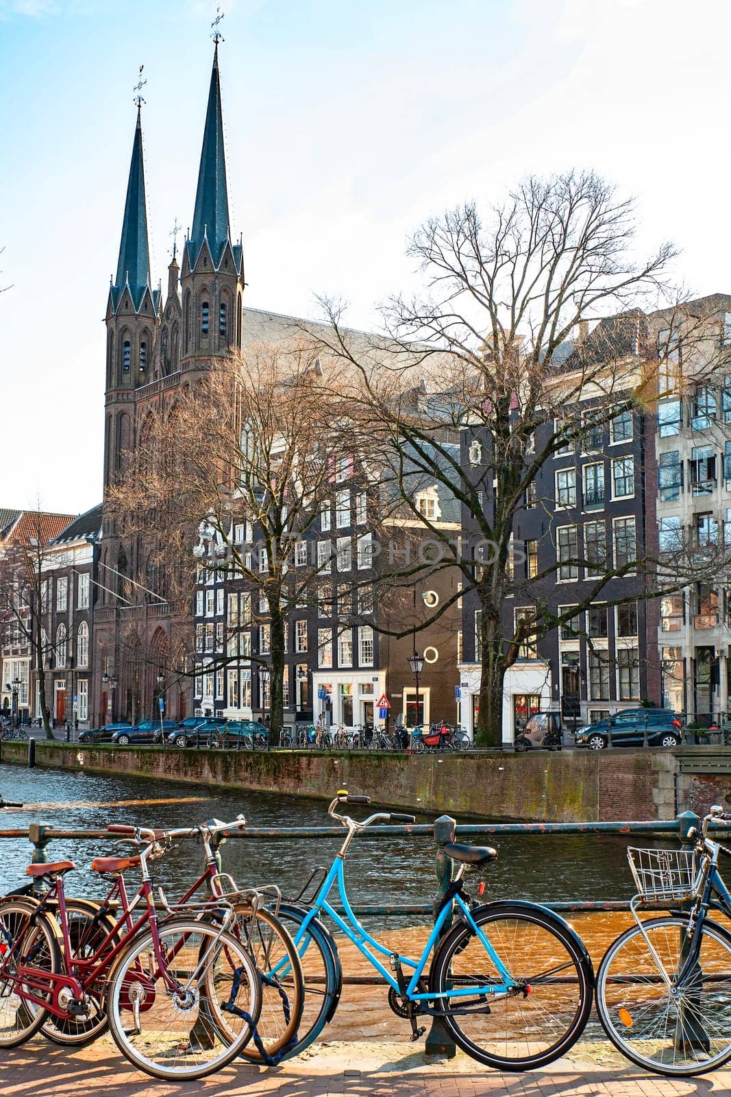 Vintage bicycles placed in the center of Amsterdam, travel reportage