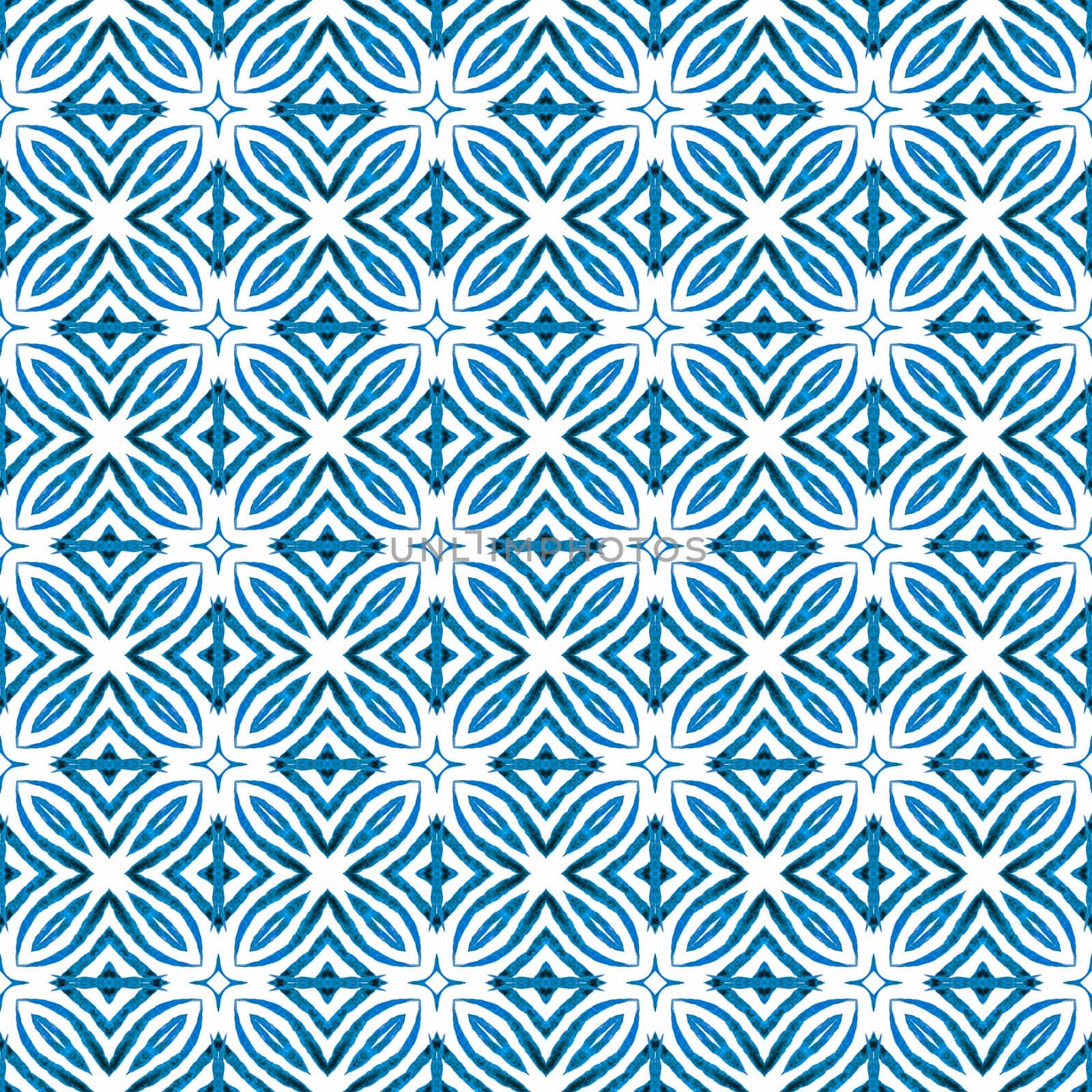 Watercolor ikat repeating tile border. Blue by beginagain