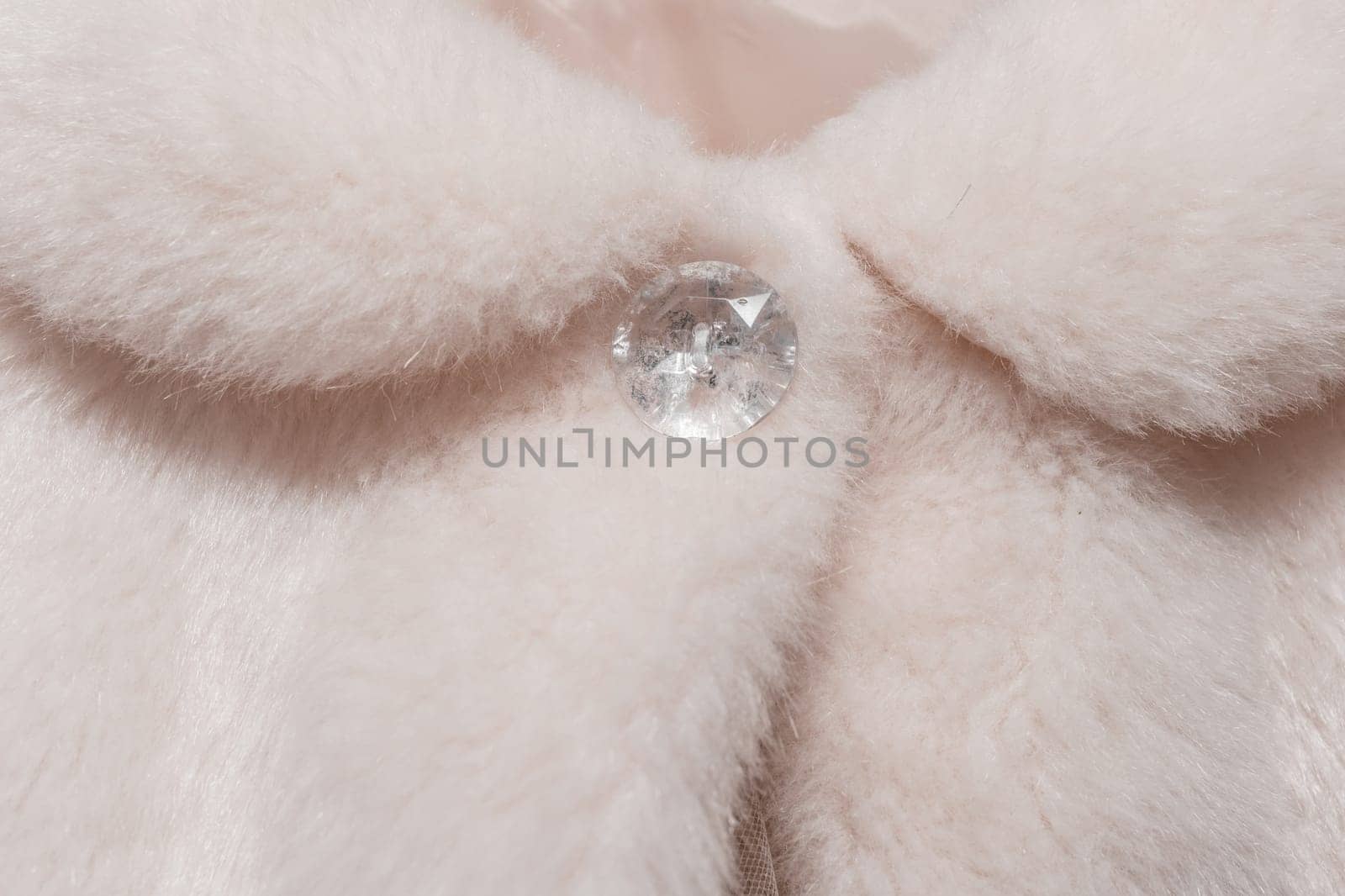 Women's white button clasp on cape made of artificial fur wool wedding element fragment object clothes close up of the bride by AYDO8