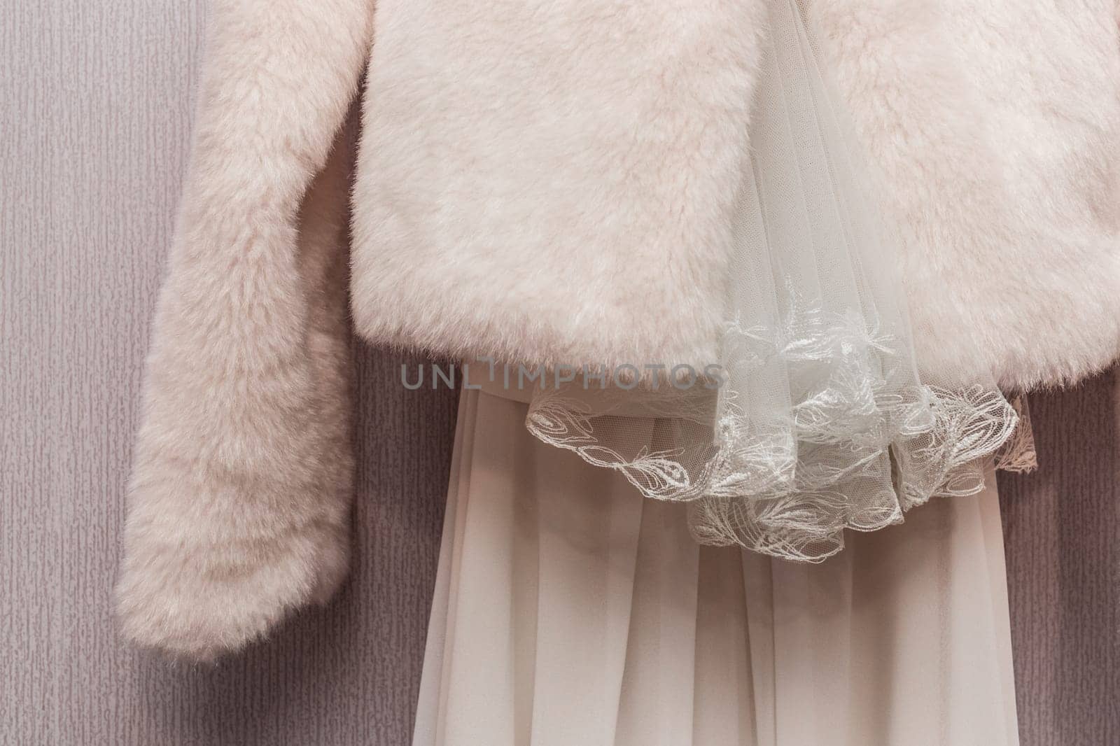 Women's white cape made of artificial fur wool wedding element fragment object clothes of the bride by AYDO8