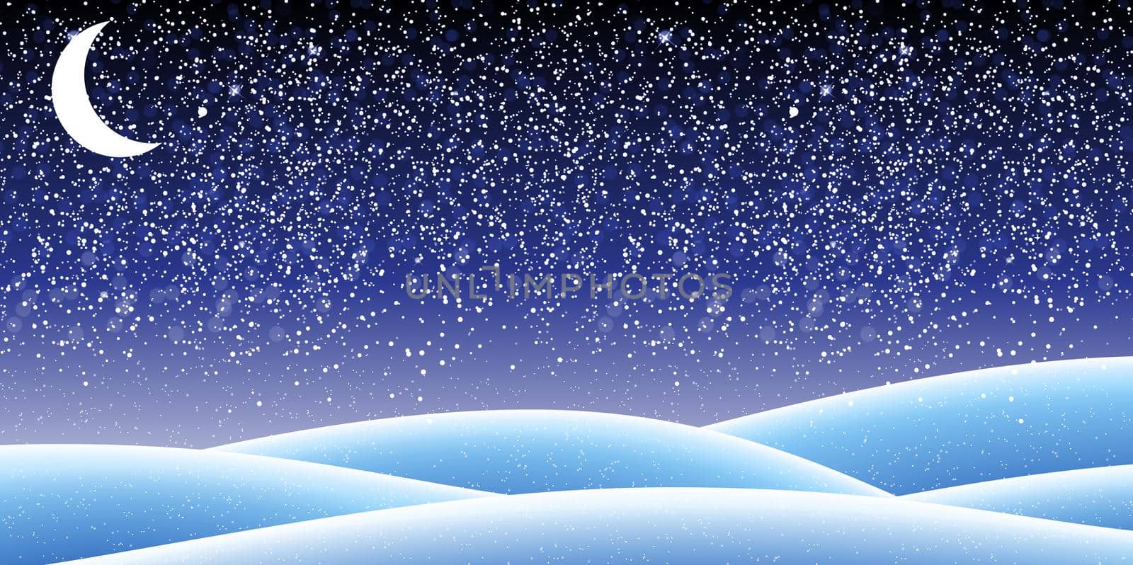 Colorful naturalistic winter background with falling snow on drifts. Vector Illustration. EPS10