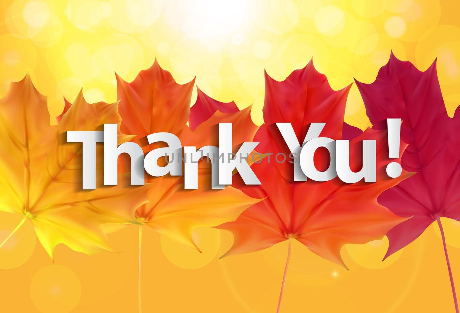 Paper art of thank you lettering background. Vector Illustration by yganko