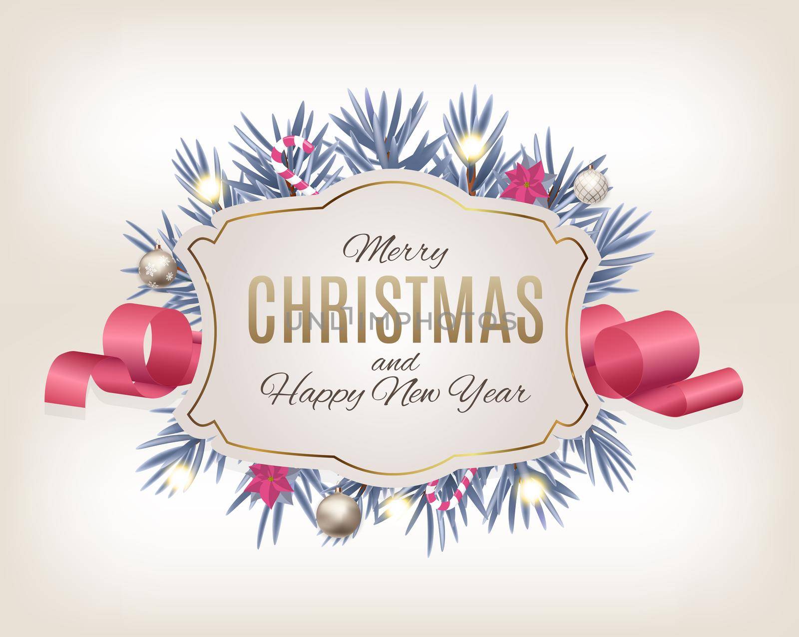 Merry Christmas and New Year Background. Vector Illustration by yganko