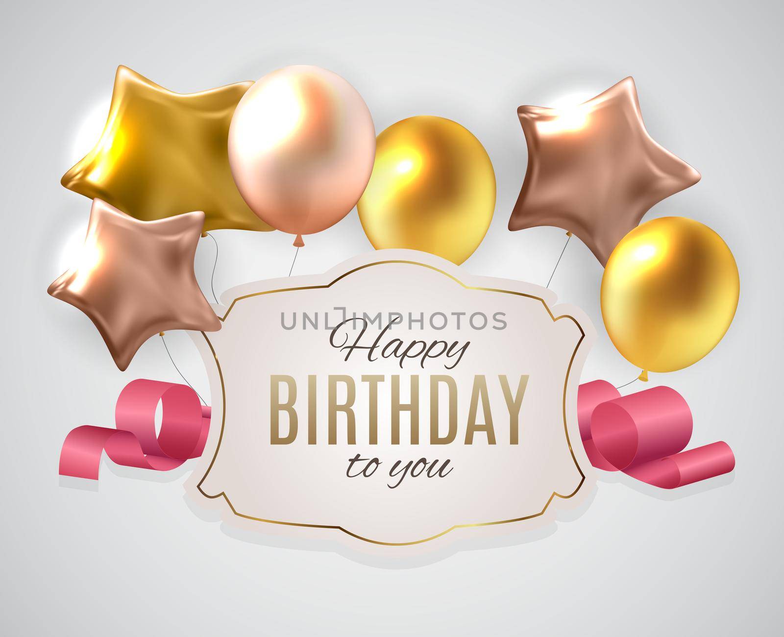 Color Glossy Happy Birthday Balloons Banner Background Vector Illustration EPS10