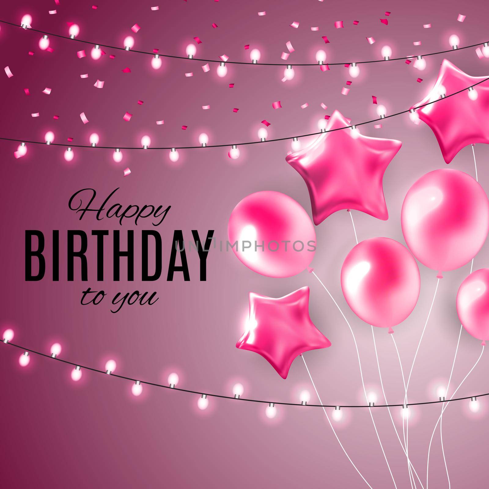 Color Glossy Happy Birthday Balloons Banner Background Vector Illustration EPS10