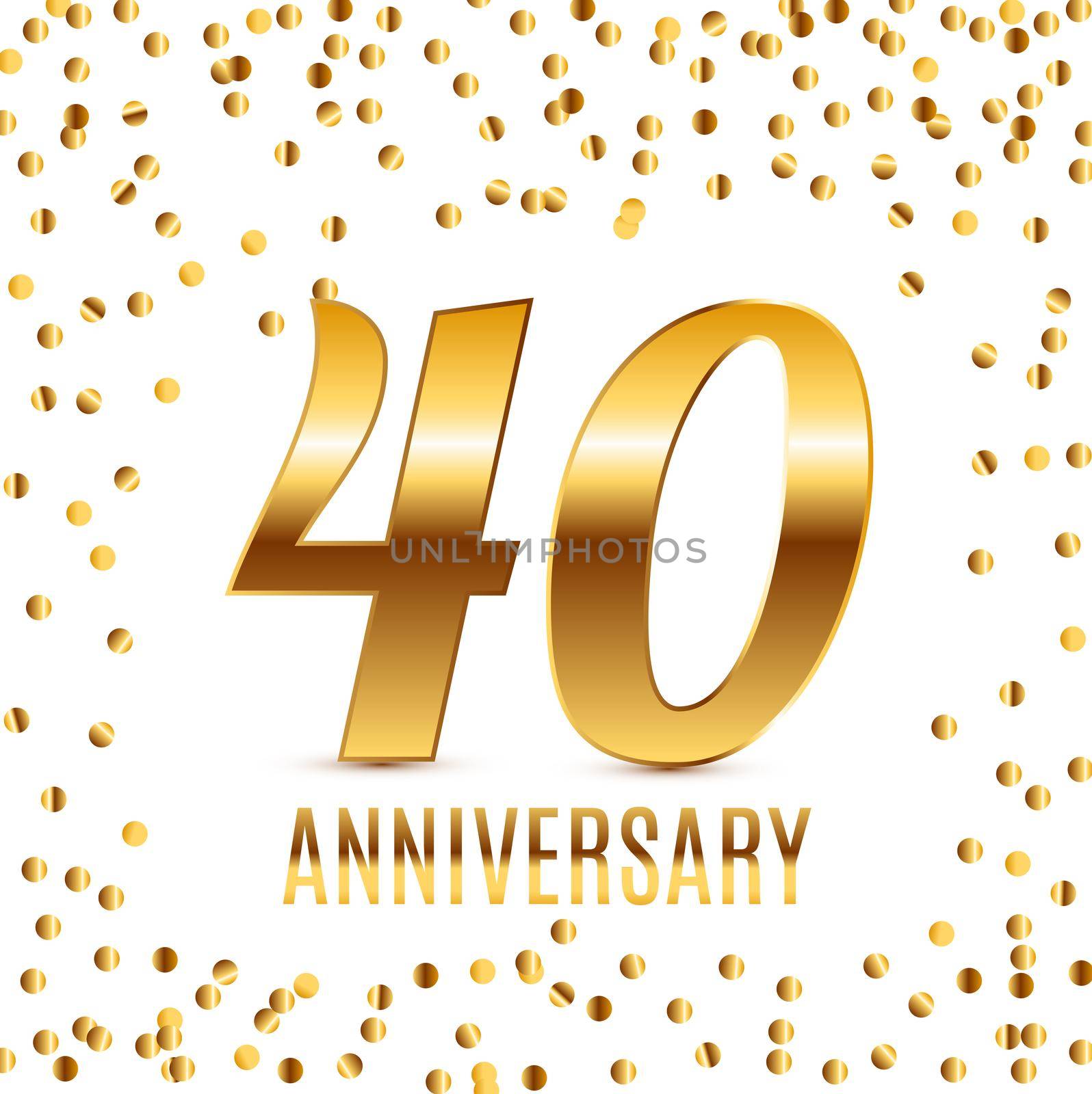 Celebrating 40 Anniversary emblem template design with gold numbers poster background. Vector Illustration EPS10