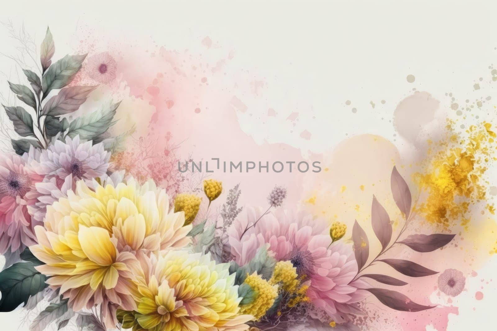 A spring background with pastel-coloured flowers is a natural work of art that shows the beauty and joy of the season. The soft colour palette, from pale pink to light yellow, creates a sense of calm and serenity in any space.on to the background, while the overall ambience is fresh and vibrant. This background is perfect for adding a touch of spring to any design project, whether for an advertisement, a website, or to decorate a room. The delicate and elegant flowers add a touch of elegance and sophisticati