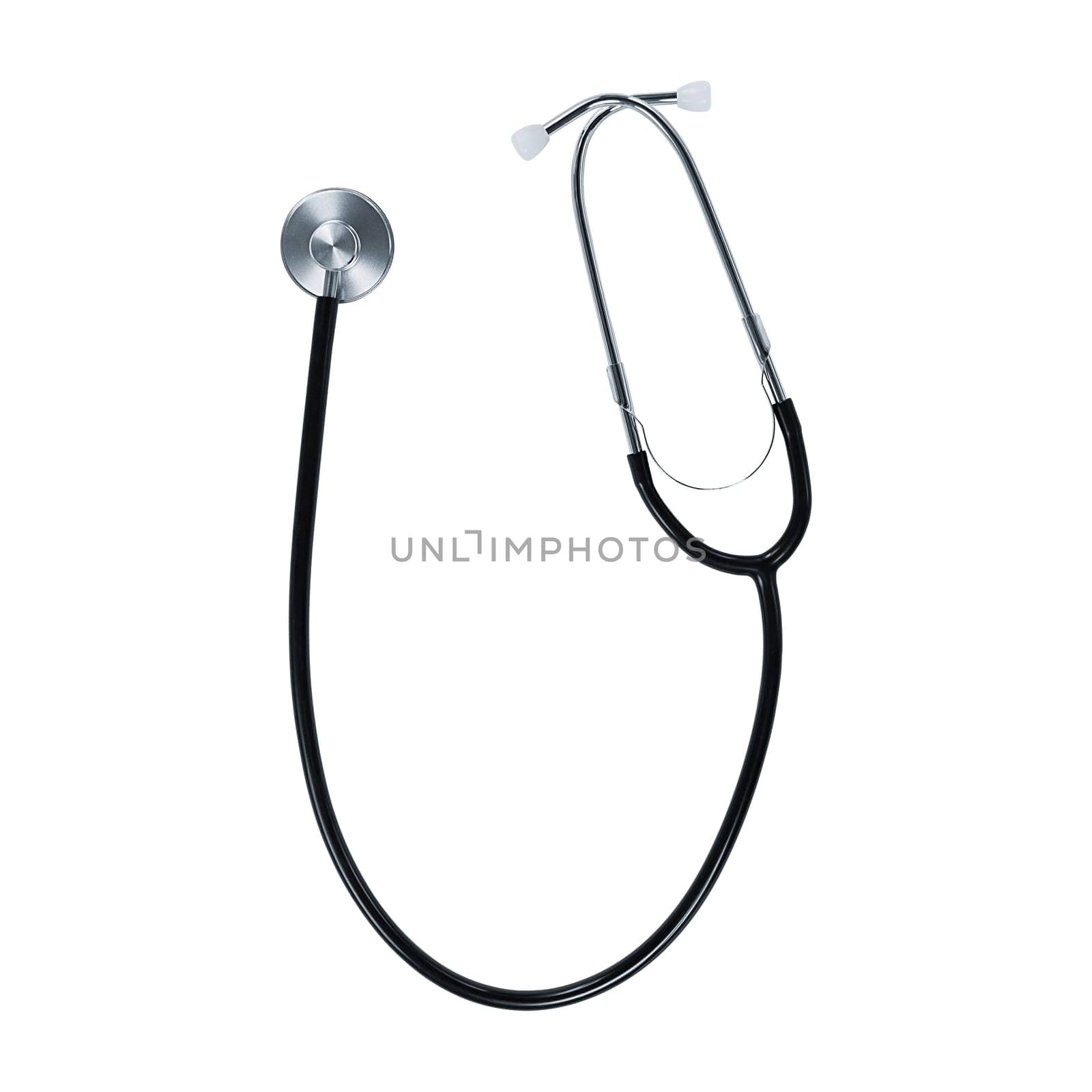 Black stethoscope isolated on a white background. Stock photo by anna_artist