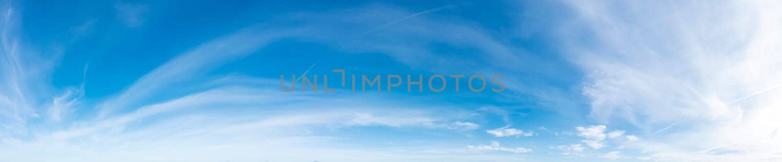 Panoramic view of blue sky with amazing clouds