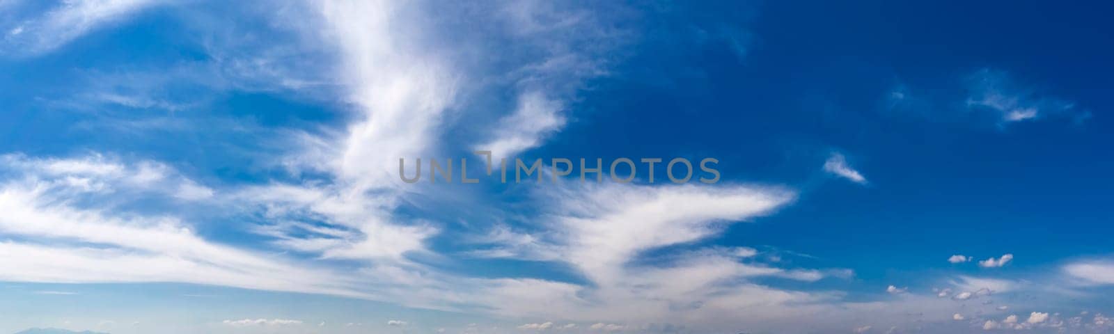 Panoramic view of blue sky with splendid clouds