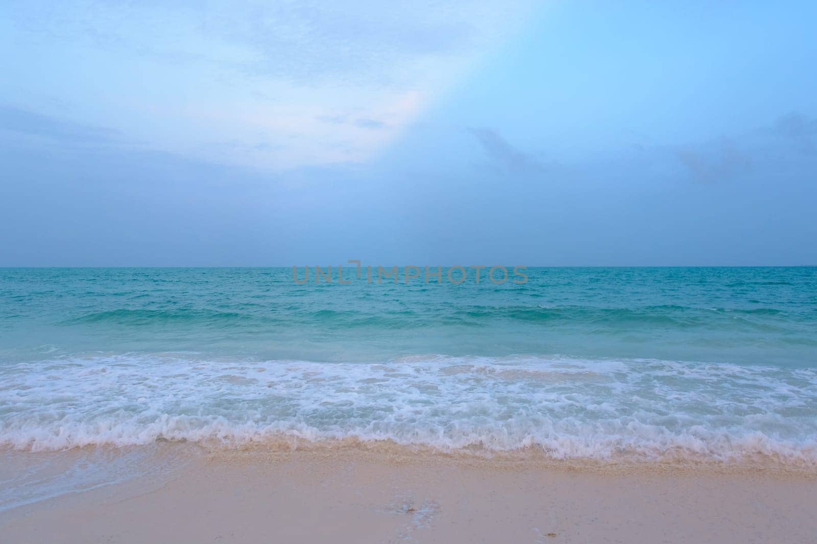 Sea shore on the Caribbean beach in the Zona Hoteleria in Cancun Quintana Roo Mexico.