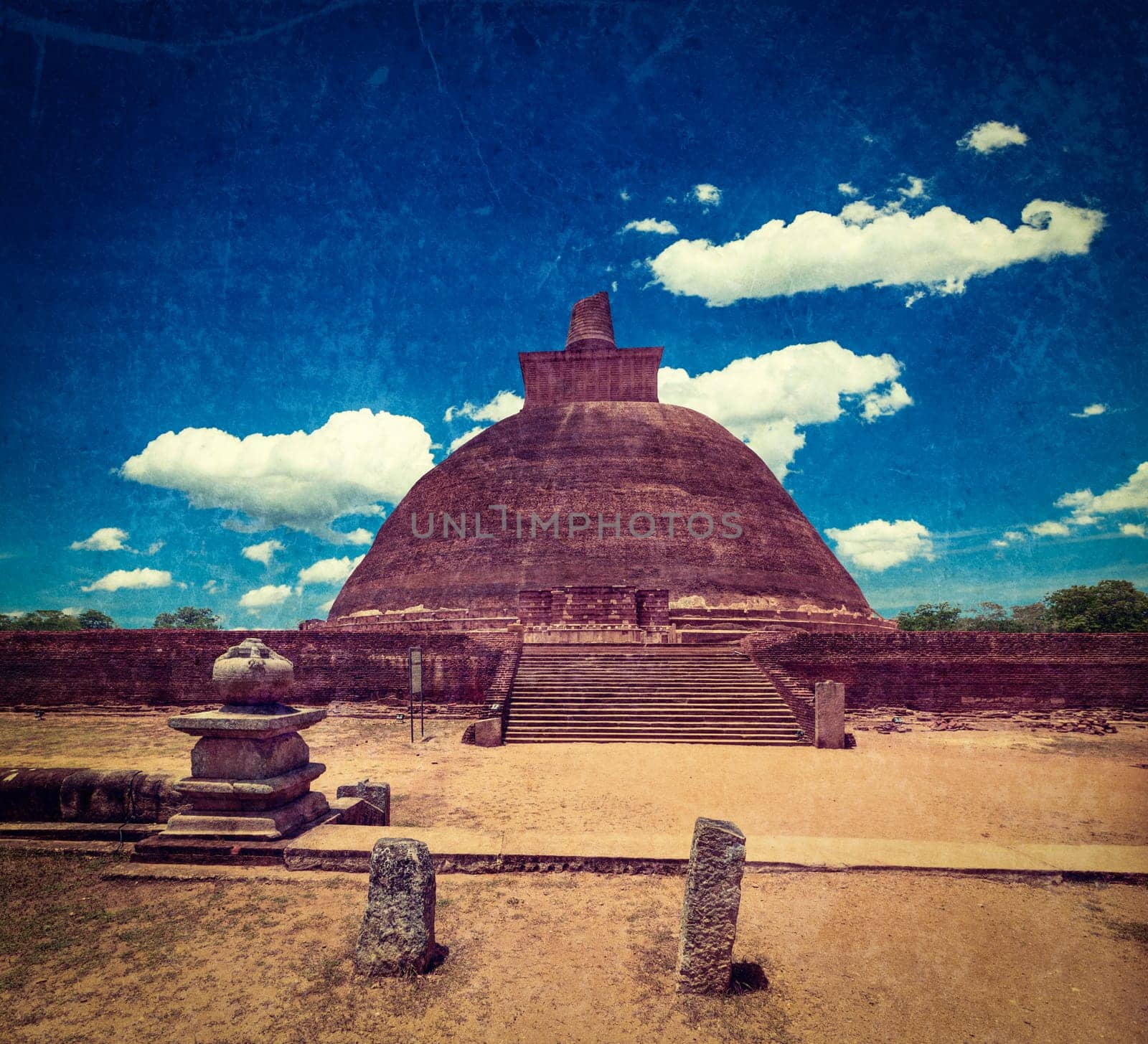 Vintage retro hipster style travel image of Jetavaranama dagoba by dimol