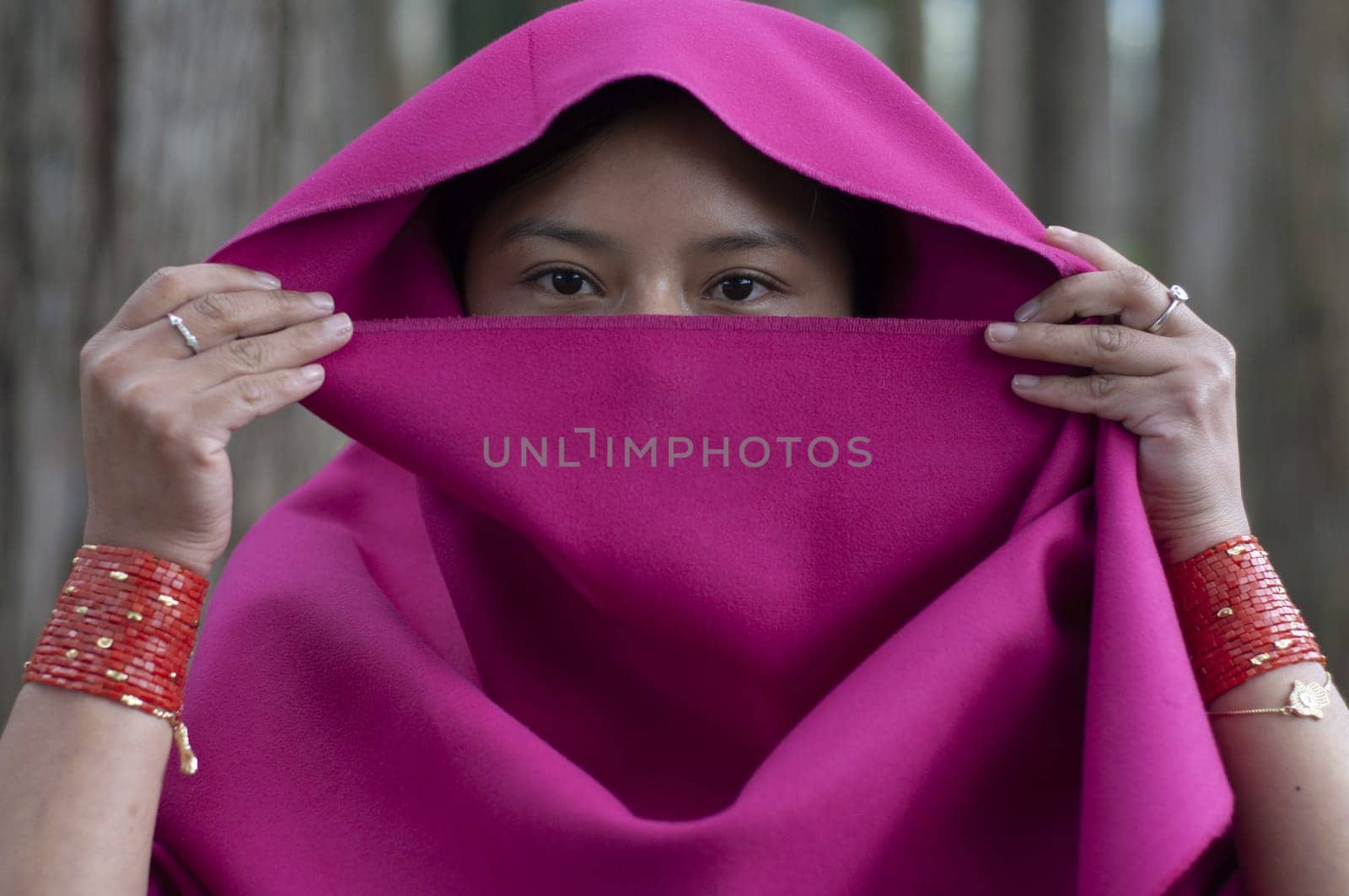 closeup of the eyes of an indigenous woman. High quality photo
