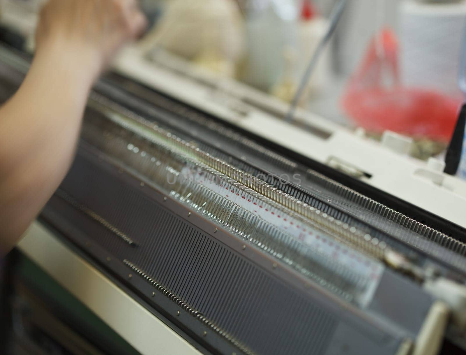 Image of modern equipment for knitting, close-up