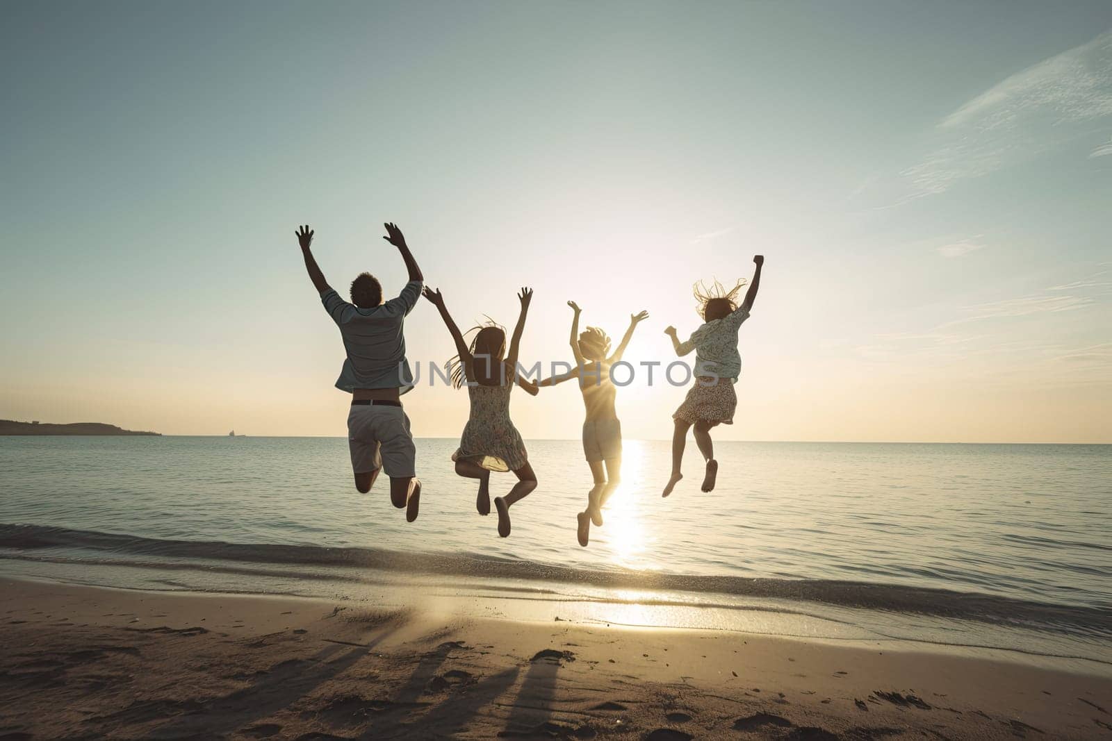 Happy family on a beach during summer vacation by papatonic