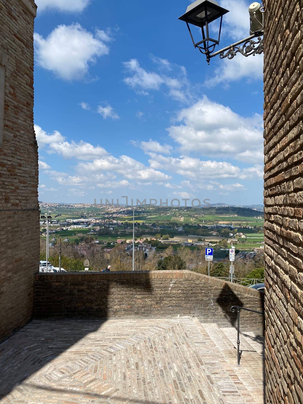 Scenic View of Camerano village near Mount Conero and Riviera from Loreto, Le Marche, Italy panorama