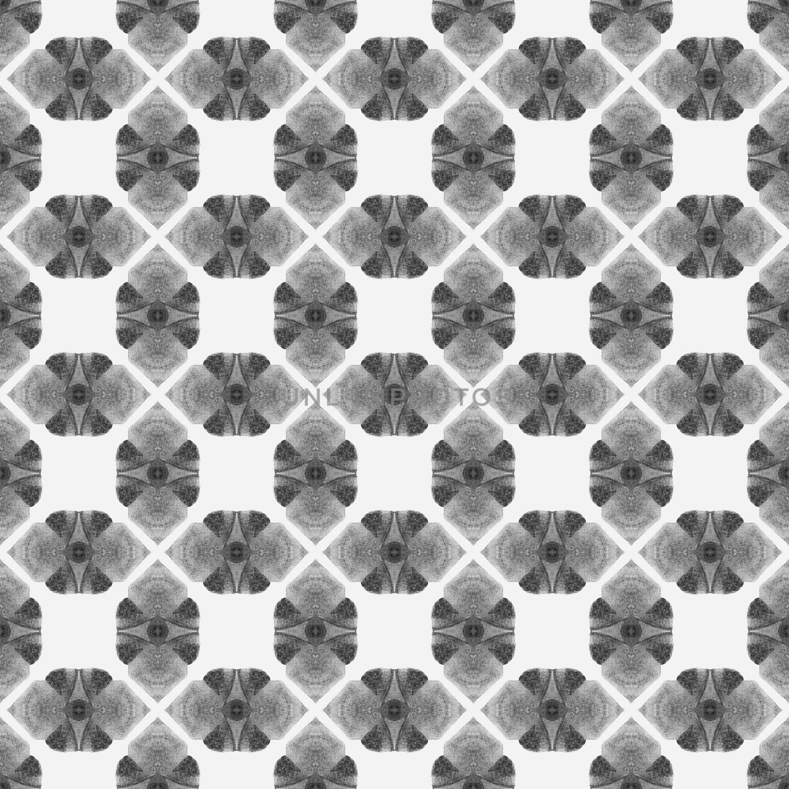 Textile ready original print, swimwear fabric, wallpaper, wrapping. Black and white imaginative boho chic summer design. Organic tile. Trendy organic green border.