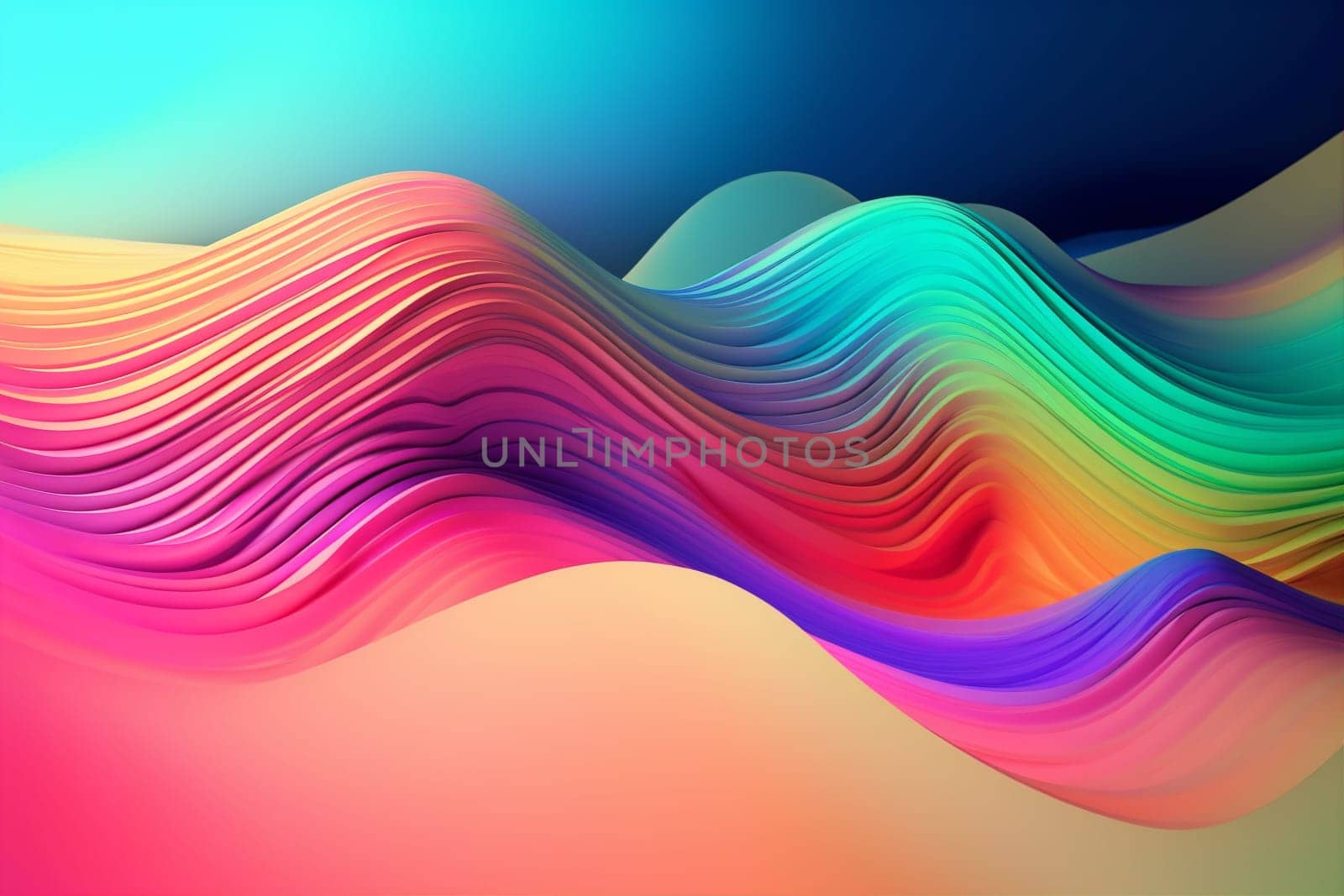 background wavy illustration art banner bright colorful blue futuristic light abstract. Generative AI. by SHOTPRIME
