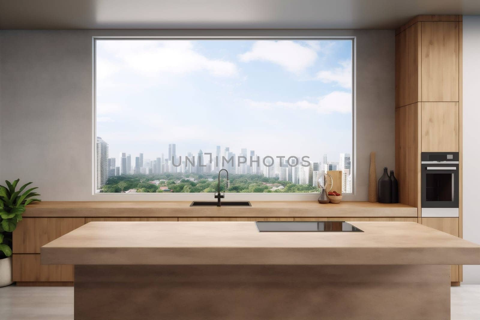 interior window indoor living style 3d dining decor design furniture. Generative AI.