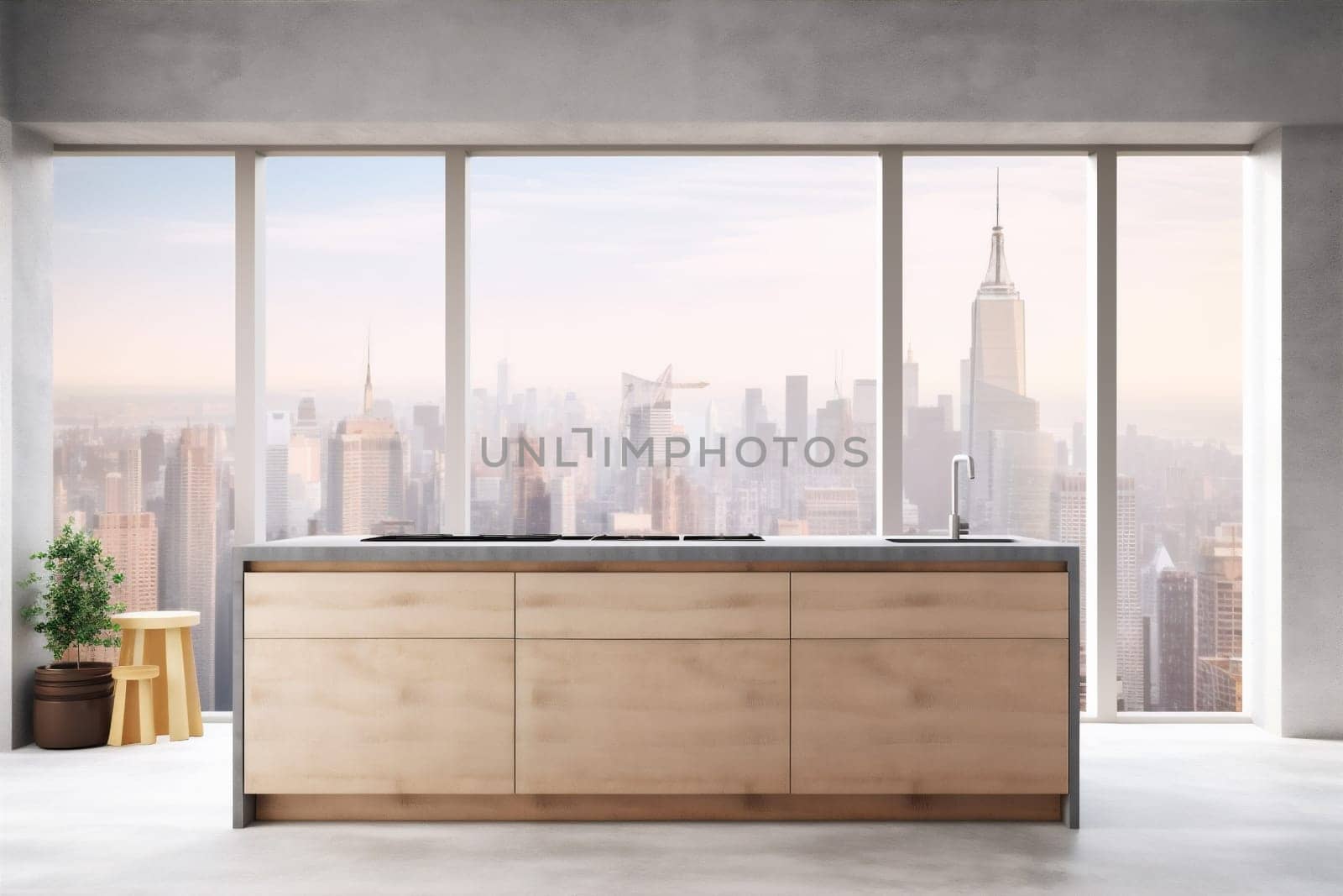 interior wood sink island luxury room cabinet nobody wooden indoor. Generative AI. by SHOTPRIME