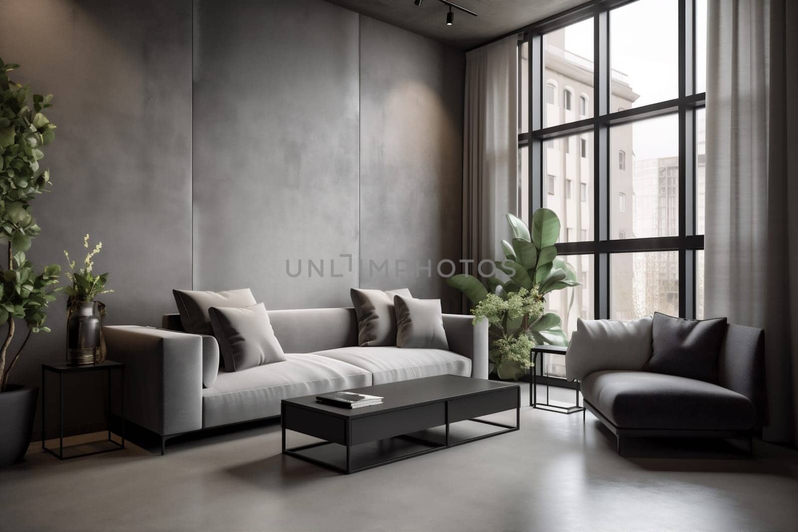 interior background stylish living decor pillow luxury cushion green style wall trendy lounge white simple loft home design cosy three-dimensional decoration. Generative AI.