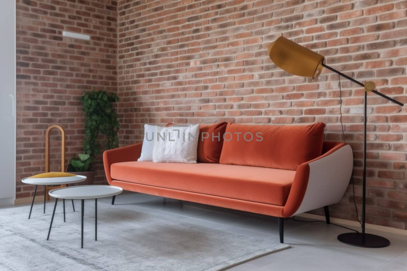 interior background space living room luxury stylish style furniture modern lamp lounge home simple. Generative AI. by SHOTPRIME