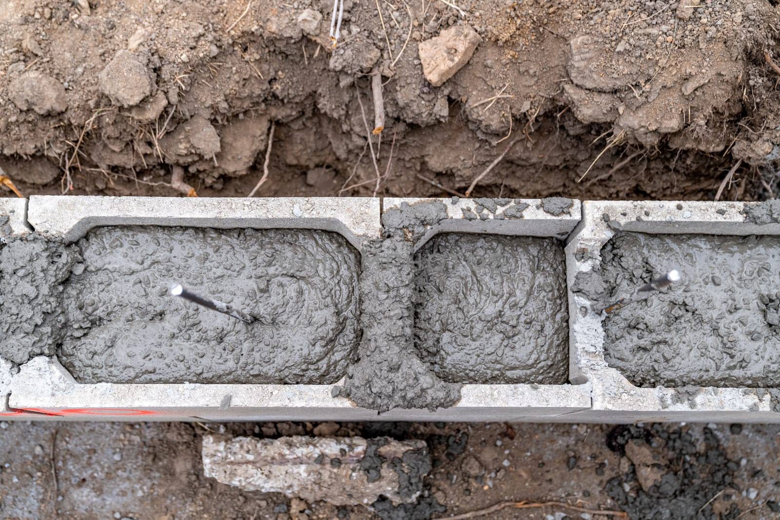 concreting of the foundation of a new building under construction. High quality photo