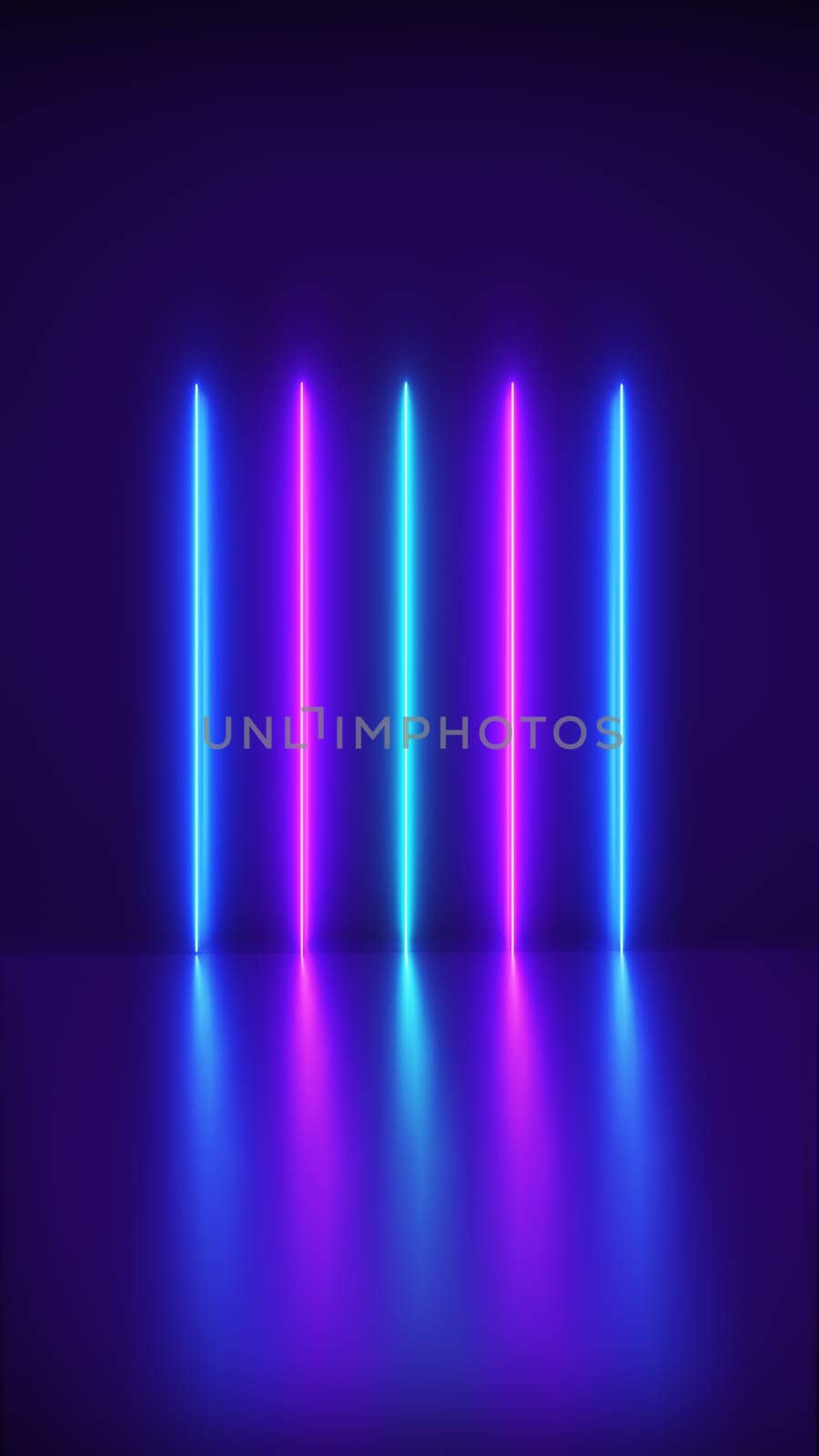 Futuristic Abstract Blue And Purple Neon Line Light Shapes On colorful background and reflective, laser show, night club interior lights, glowing line. by ImagesRouges