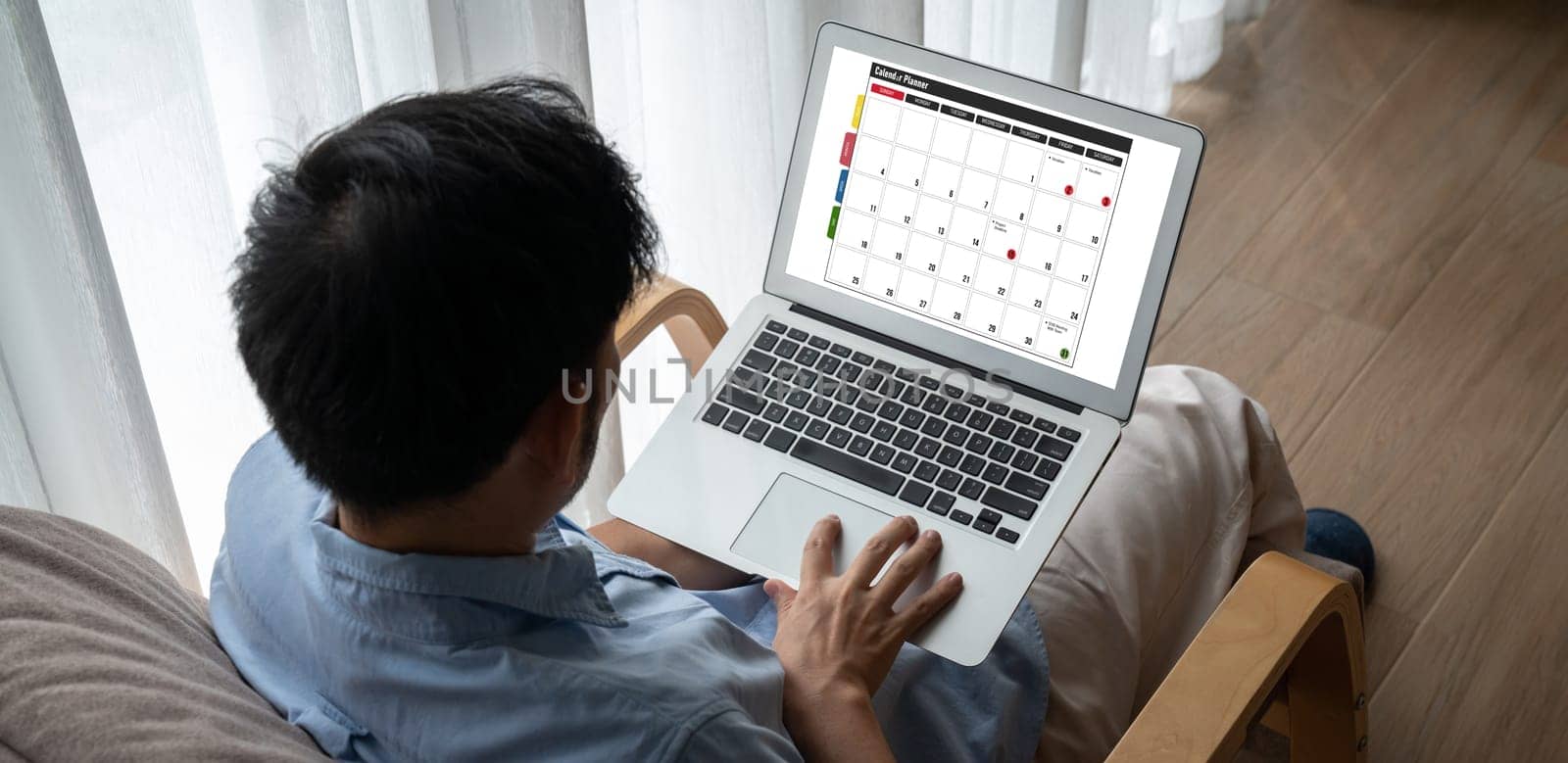 Calendar on computer software application for modish schedule planning for personal organizer and online business