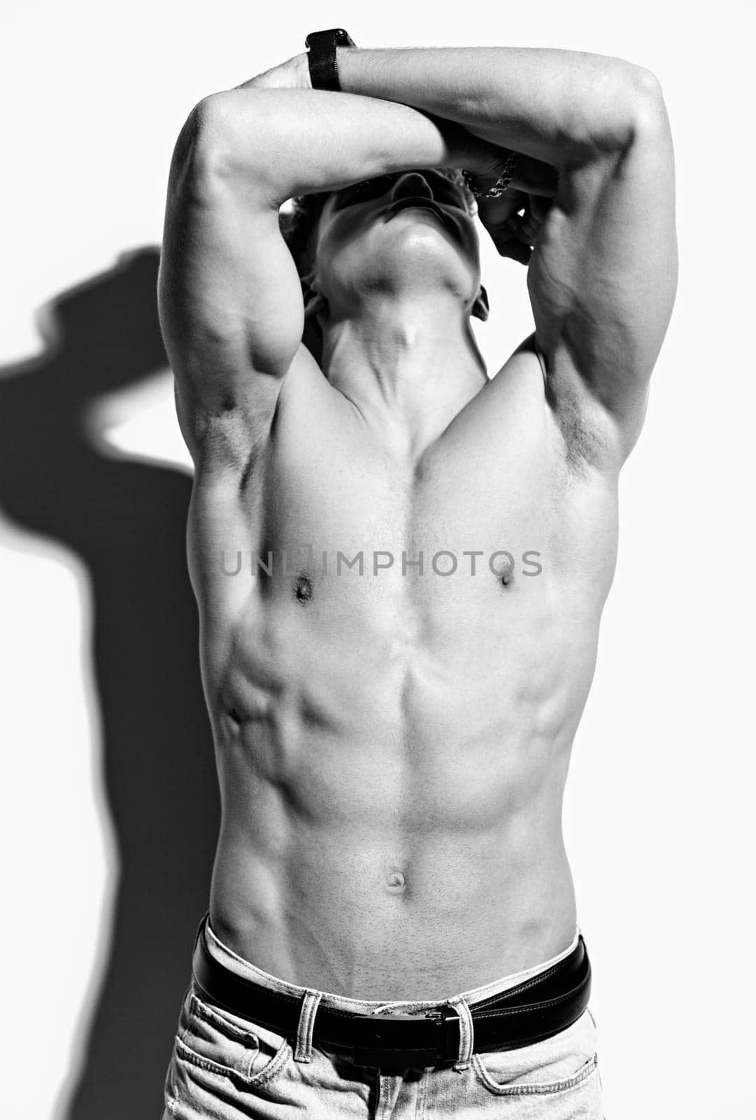 man torso trend male arm fashion body caucasian fit shirtless naked young by SHOTPRIME