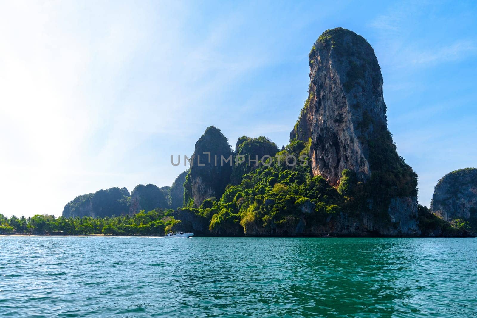 Cliff rock in azure water, Ko Rang Nok, Ao Phra Nang Beach, Ao Nang, Krabi, Thailand.