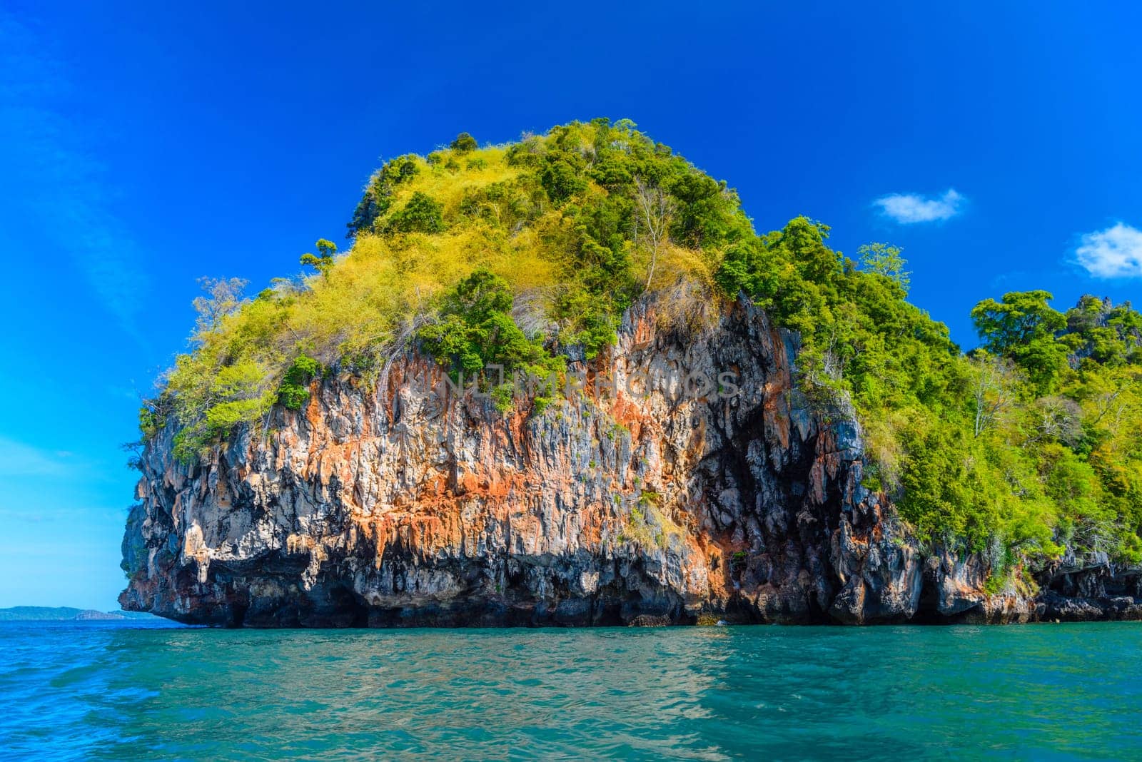 Huge cliff rock in azure water, Ko Rang Nok, Ao Phra Nang Beach, Ao Nang, Krabi, Thailand by Eagle2308