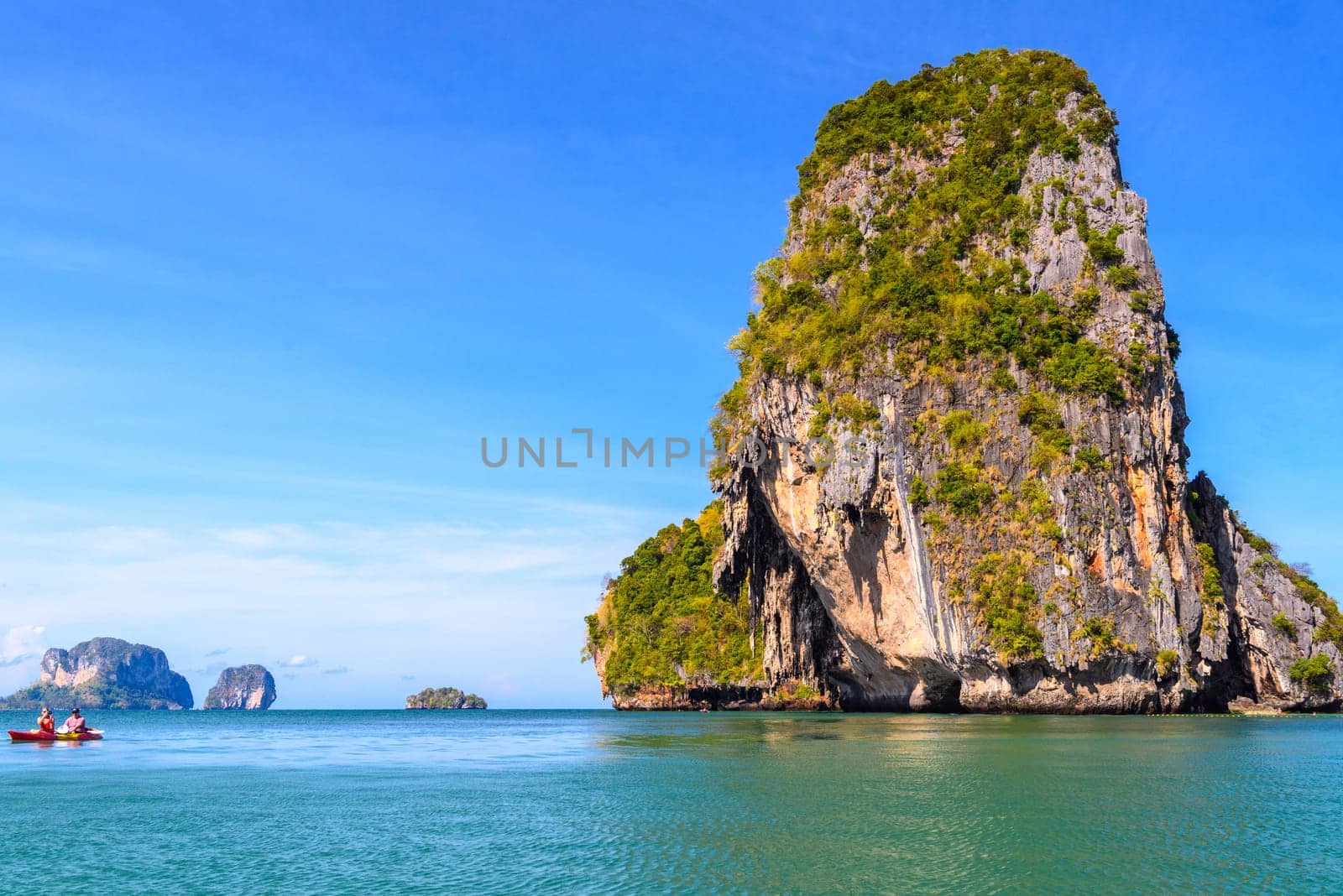 Huge cliff rock in azure water, Ko Rang Nok, Ao Phra Nang Beach, Ao Nang, Krabi, Thailand by Eagle2308