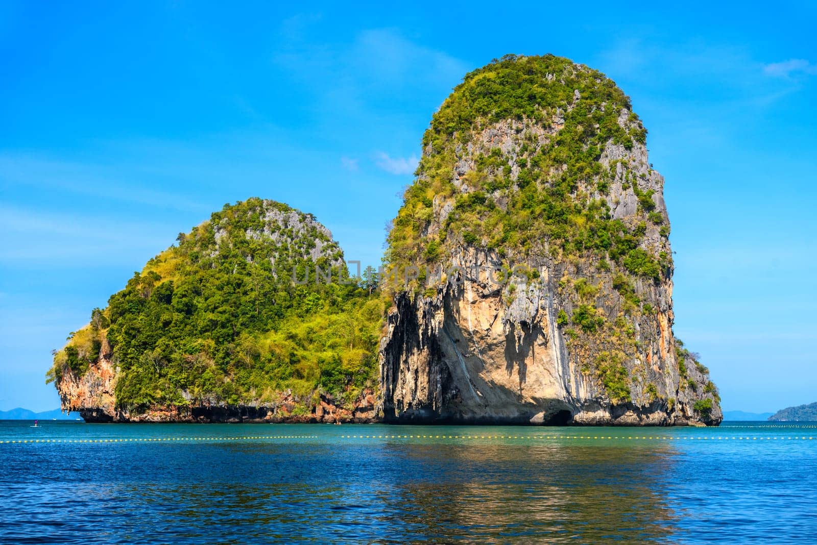 Huge cliff rock in azure water, Ko Rang Nok, Ao Phra Nang Beach, Ao Nang, Krabi, Thailand by Eagle2308